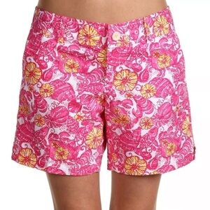 Lilly Pulitzer Grace Resort Shorts Size 2 White Pink Chum Bucket Beachy Vacation